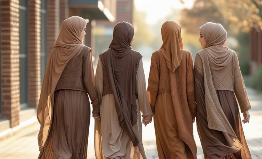 Four hijabi sisters representing sisterhood